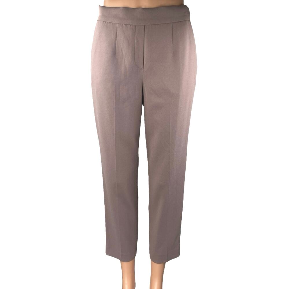 Aritzia Babaton Purple High Rise Pleated Tapered Cropped Trousers Pants Size 4